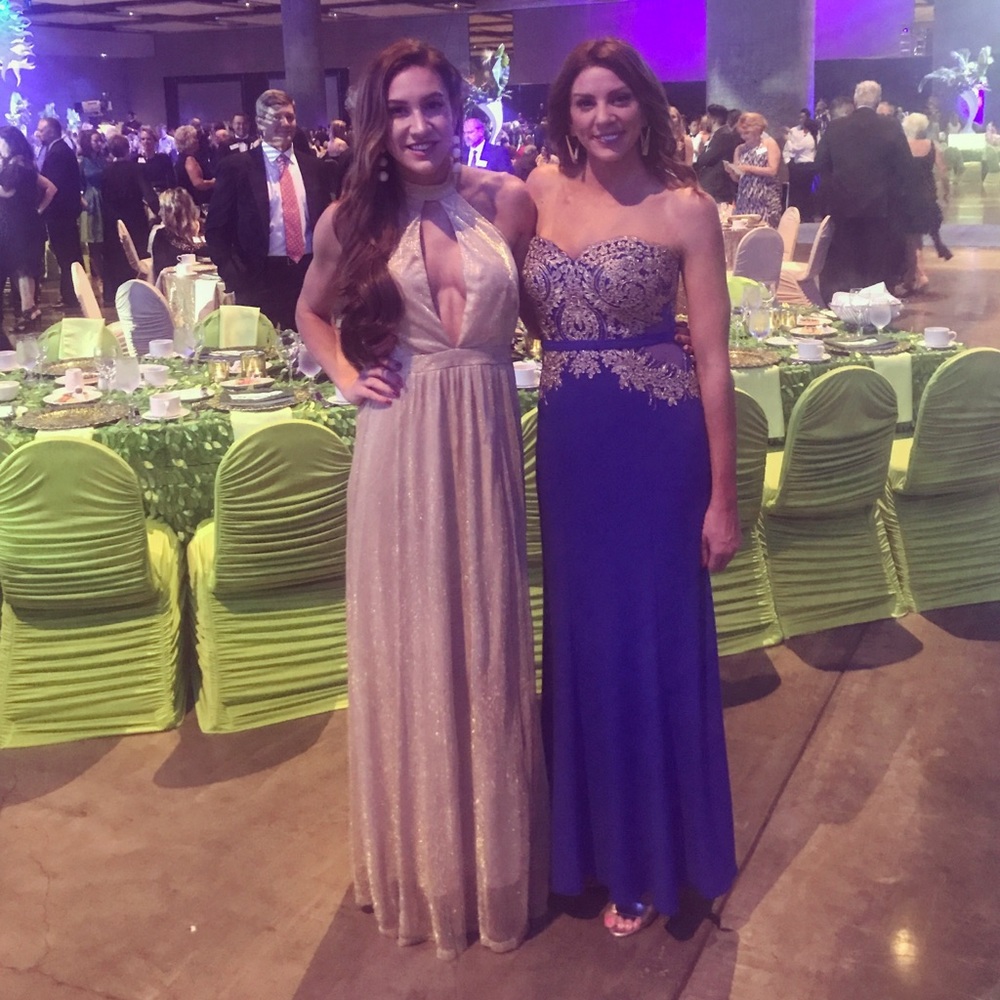 Gold maxi open back dress